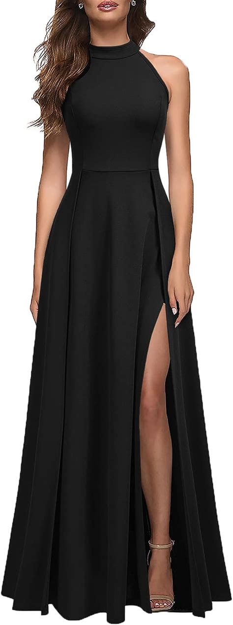 Mushare Womens Halter Neck Sexy Split Cocktail Party Maxi