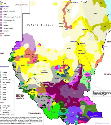 Ethnic/linguistic map of Sudan and South Sudan