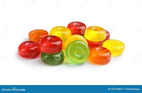 Pile Of Delicious Colorful Candies On White Background Stock Image