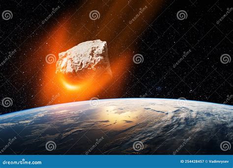 Planet Earth And Big Asteroid In The Space Potentially Hazardous Asteroids Elements Of This