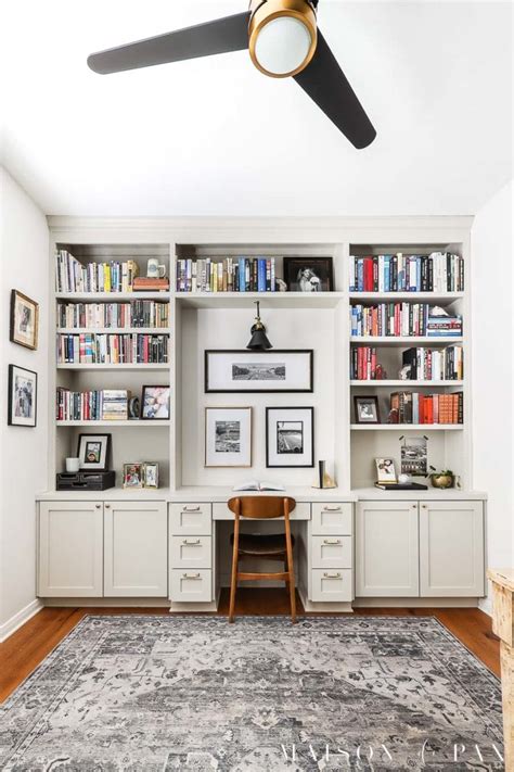 Built In Bookshelves with Desk in Home Office - Maison de Pax