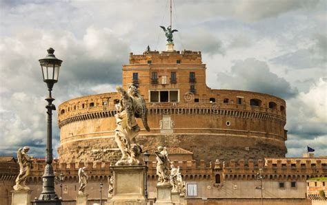 Statues on the Bridge of Castel Sant Angelo in Rome, Italy Stock Photo ...