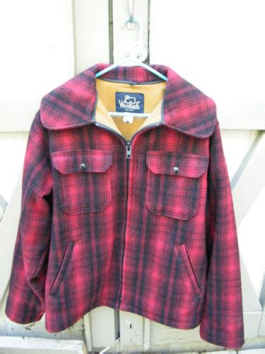 Vintage Woolrich Red Mackinaw Buffalo Plaid Wool Hunting Coat Jacket