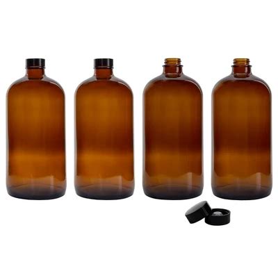 Cornucopia Brands 32oz Amber Kombucha Growler Bottles 4pk 1qt W 6