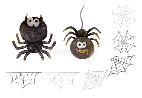 Adorable And Funny Cartoon Spiders With Spooky Webs For Your Festive