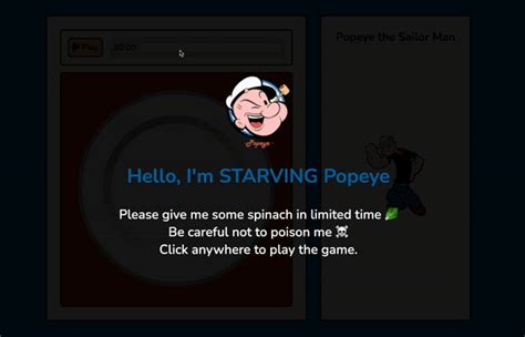 GitHub - hyunjileedev/popeye-game: Game to give Popeye spinach but not poison in limited time