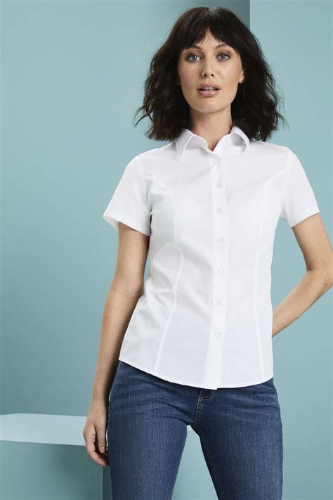 Essentials Women S Short Sleeve Shirt White Simon Jersey