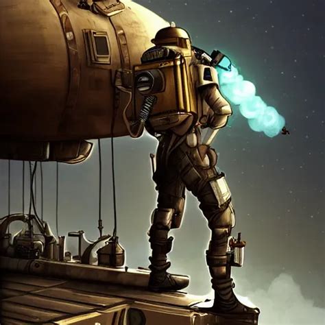 A Dieselpunk Jetpack Trooper On The Deck Of An Stable Diffusion Openart