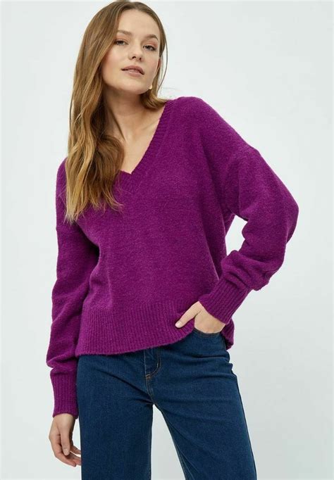 Peppercorn Pcpearl V Neck Long Sleeve Trui Hollyhock Purplepaars Zalandobe