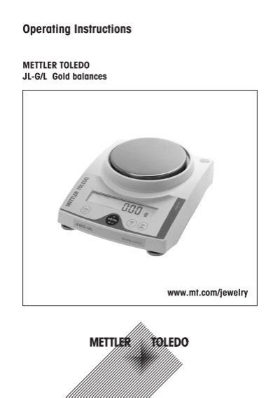 Operating Instructions Jl G L Gold Balances Mettler Toledo