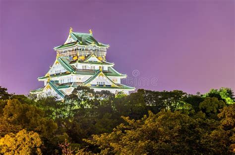 Night View of Osaka Castle in Japan Stock Photo - Image of ancient ...