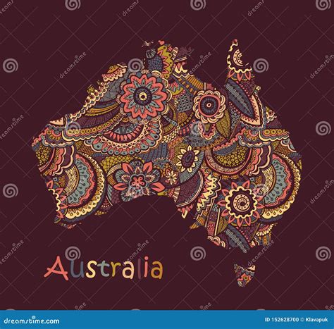 Mapa Texturizado Del Vector De Australia Modelo Exhausto Del Ethno De