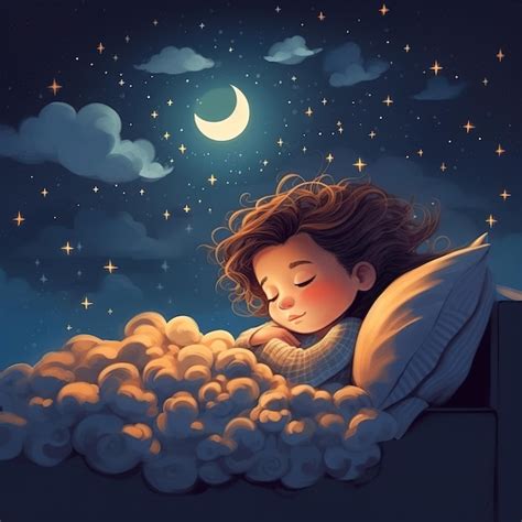 Premium Photo | Night dream of a child illustration