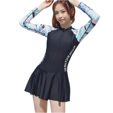 Verpetridure Women Rash Guard Long Sleeve One Piece Swimsuits Swimdress