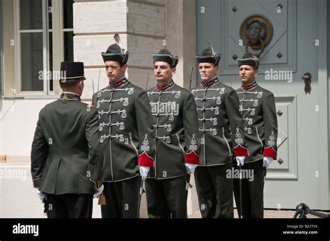 hungarian soldiers  ceremonial uniform stock photo alamy