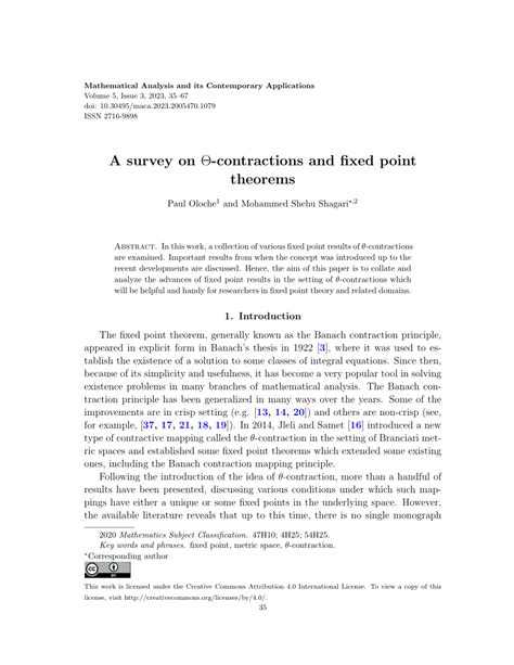 PDF A survey on Θ contractions and fixed point theorems