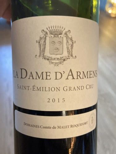 2015 Château Armens La Dame d Armens Saint Émilion Grand Cru Vivino US