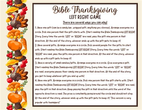 Bible Thanksgiving Left Right Game Etsy