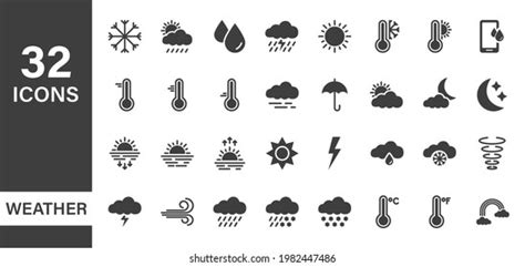 Set Weather Line Icons Weather Forecast Stock Vector Royalty Free 1963711240 Shutterstock