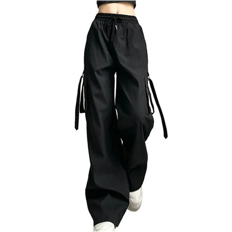 Womens Streetwear Parachute Pants Baggy High Rise Hippie Bandage