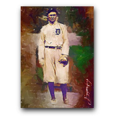 Ty Cobb Art Card Limited Edward Vela Signed Detroit Tigers