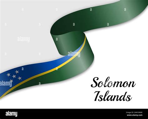 Waving Ribbon Flag Of Solomon Islands Template For Independence Day