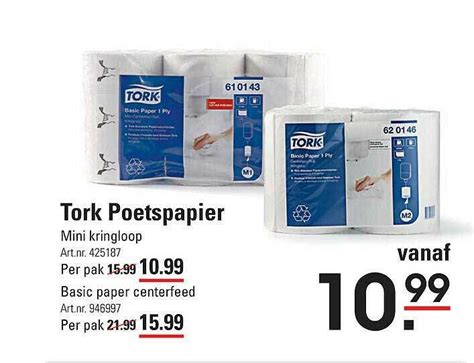 Tork Poetspapier Mini Kringloop Of Basic Paper Centerfeed Aanbieding