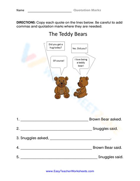 The Teddy Bears Worksheet