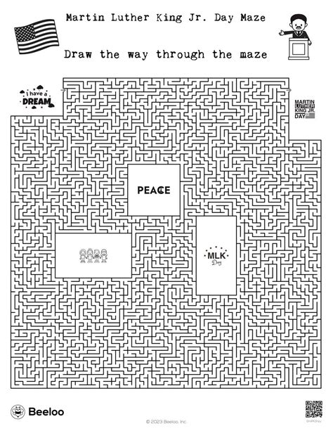 Martin Luther King Jr Day Maze Beeloo Printable Crafts And