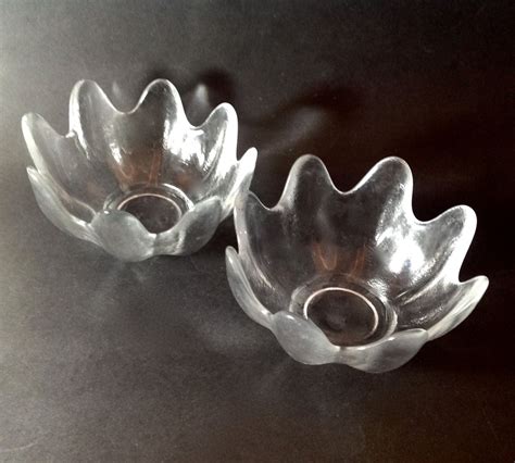 Vintage Blenko Glass Bowls Mid Century Modern Clear Flower Etsy Blenko Glass Flower Bowl