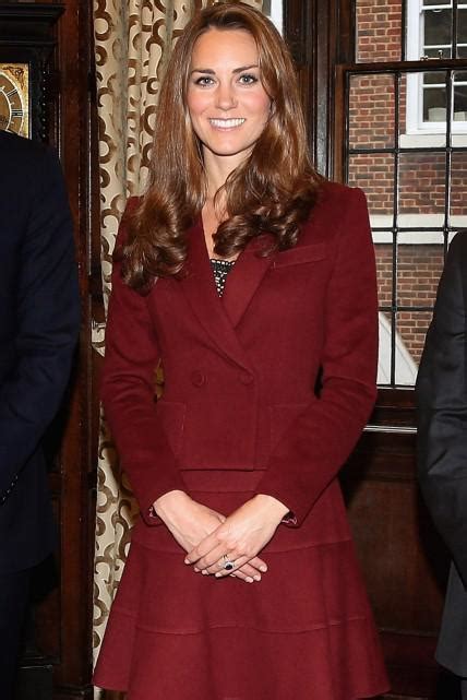 Spotted Duchess Catherine In Burgundy Skirt Suit Paperblog