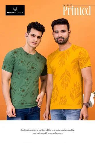 Cotton Looper Mount Jack Mens Printed T Shirt Rn Hs Round Collar At Rs 250 In Nagpur