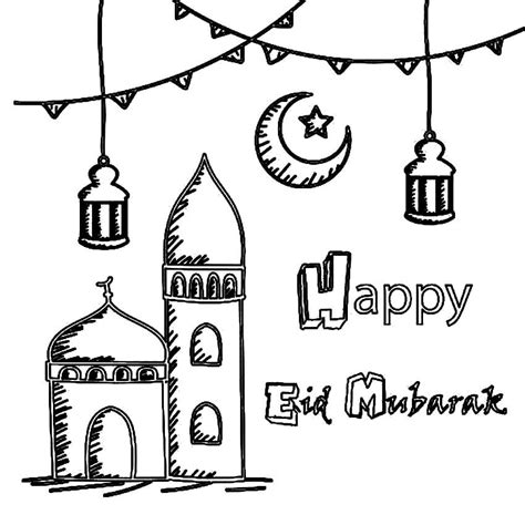 Eid Mubarak 4 Coloring Page - Free Printable Coloring Pages for Kids