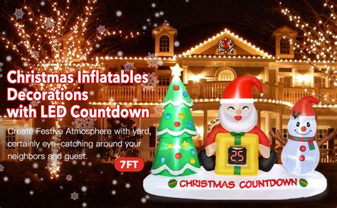 7 Ft Christmas Inflatables Outdoor Decorations Yard Decorations With Led Countdown