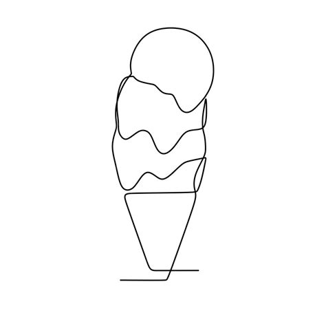 Dibujo De Línea Continua En Helado Vector Premium