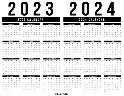 2023 2024 Calendar Free Printables - World of Printables