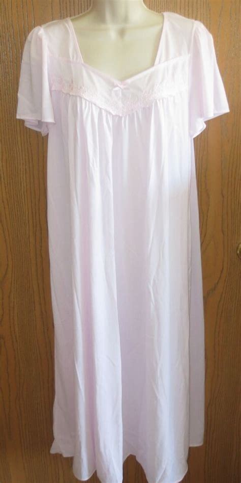 Collette Miss Elaine Pink Flutter Slv Nylon Nightgown Lingerie Sz M Ebay