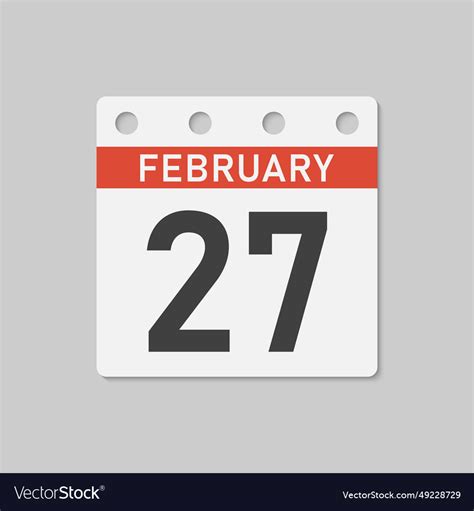 Icon page calendar day - 27 february Royalty Free Vector