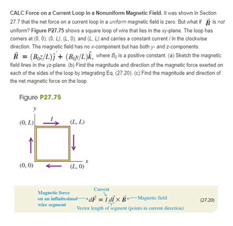 Solved CALC Force On A Current Loop In A Nonuniform Magnetic Chegg