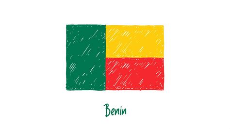 marcador de bandeira do benin ou vetor de ilustração de desenho a lápis