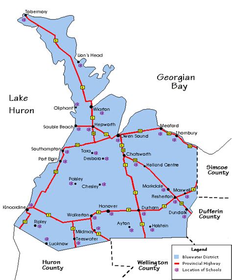 Schools Map Bluewater District School Board