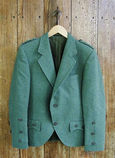 Mens Kilt Jacket Like New Lovat Green Wool Tweed Traditional