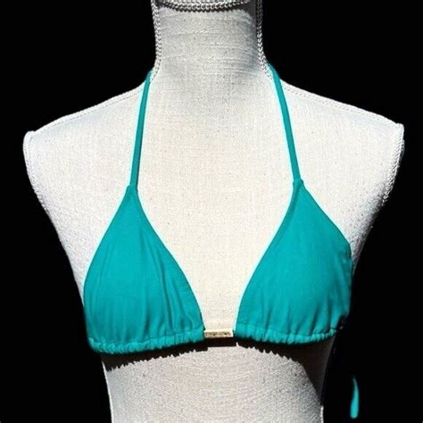 CIA MARITIMA Brazilian Turquoise Triangle String Bikini Top Size Small