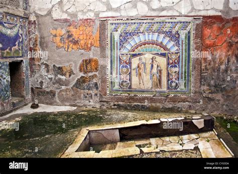 Wall Mosaic of Neptune and Amphitrite, House of Neptune and Amphitrite, Herculaneum excavation ...