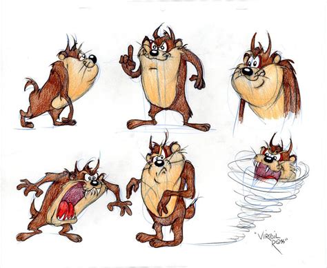 Warner Bros Animator Virgil Ross Original Drawings Of Tasmanian Devil