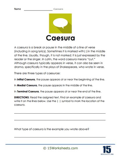 Caesura Worksheets - 15 Worksheets.com