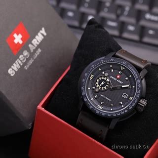 Jual Jam Tangan Kulit Pria Swiss Armii Chrono Aktif Free Box