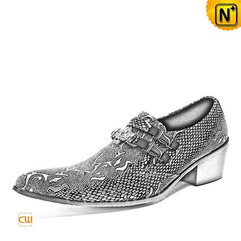 Cwmalls® Cuban Heel Embossed Dress Shoes Cw708215