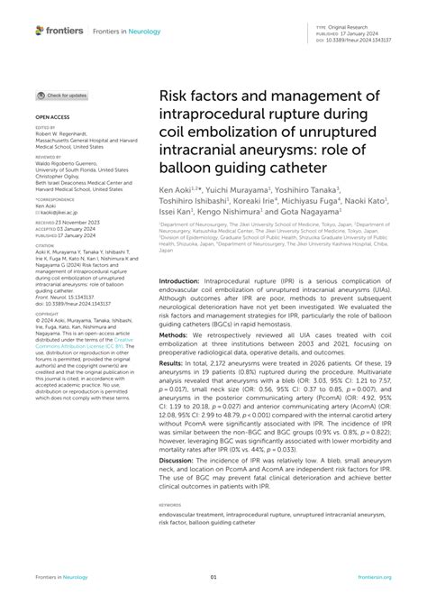 PDF Risk Factors And Management Of Intraprocedural Rupture During