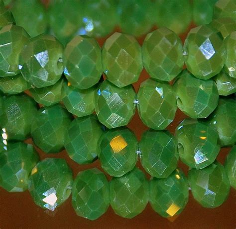 8x6mm Opaque Lime Green Luster Faceted Rondelle Crystals By Rainandsnowbeading On Etsy Etsy